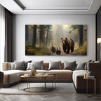 Modern Forest Bears Canvas Wall Art Frameless Wildlife Painting, Landscape Decor for Living Room, Bedroom, Office Home Decor