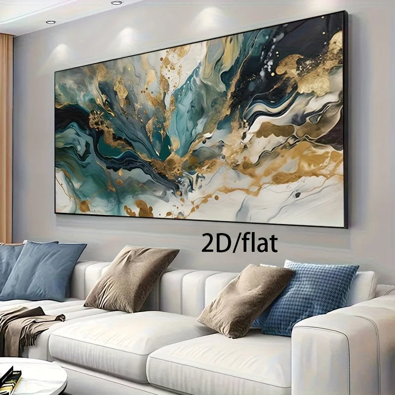 Frameless Modern Abstract Fluid Art Canvas Poster - Abstract Geometric Design, for Bedroom, Living Room Decor Wall Artwork