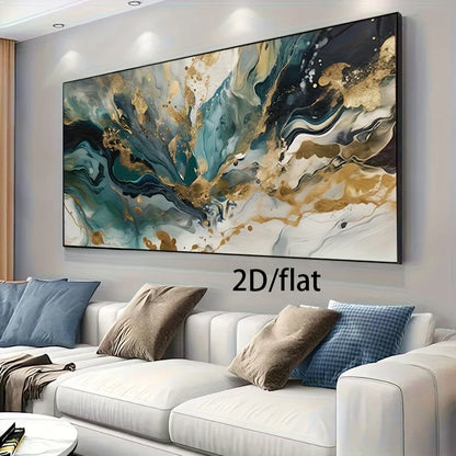 Frameless Modern Abstract Fluid Art Canvas Poster - Abstract Geometric Design, for Bedroom, Living Room Decor Wall Artwork
