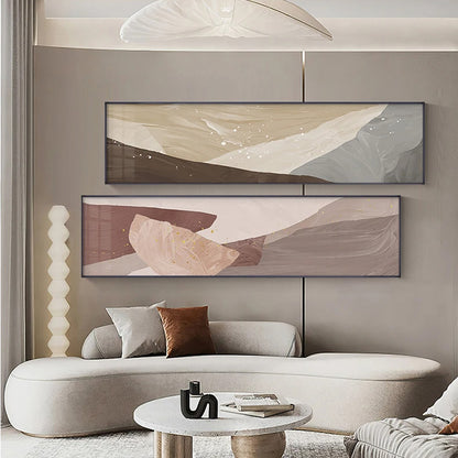 Scandinavian Abstract Wide Format Wall Art Fine Art Canvas Prints - Contemporary Living Room Art For Above The Sofa Wide Horizontal Art For Above The Bed