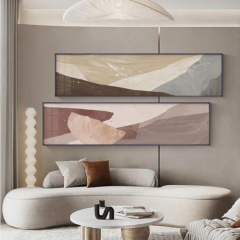 Scandinavian Abstract Wide Format Wall Art Fine Art Canvas Prints - Contemporary Living Room Art For Above The Sofa Wide Horizontal Art For Above The Bed
