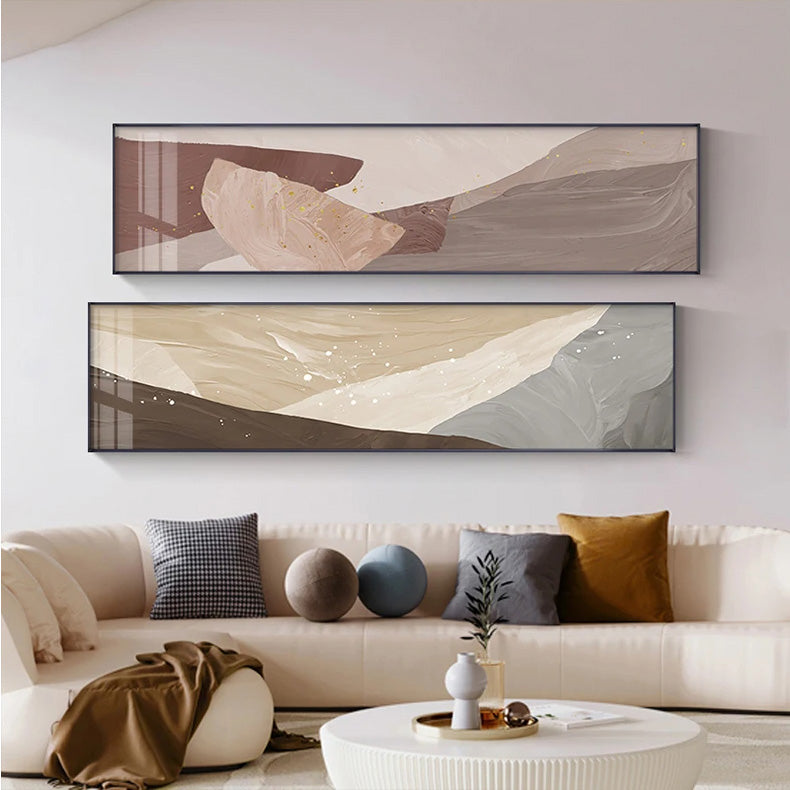 Scandinavian Abstract Wide Format Wall Art Fine Art Canvas Prints - Contemporary Living Room Art For Above The Sofa Wide Horizontal Art For Above The Bed