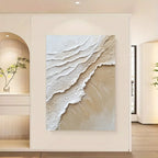 Beach Sand Seascape Ocean Waves Wall Art Fine Art Canvas Prints - Modern Coastal Wall Decor For Entrance Hallway Foyer Reception Room Art For Contemporary Interiors
