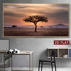 Large African Savanna Sunset Unframed Canvas Print Wall Art – Acacia Tree Landscape Artwork for Living Room Above The Sofa Decor