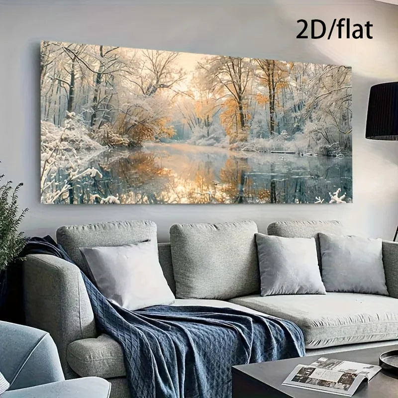 1pc Frameless Modern Peaceful Winter Scenery Canvas Poster for Bedroom and Living Room Decoration Cuadros No Frame, 2D/flat