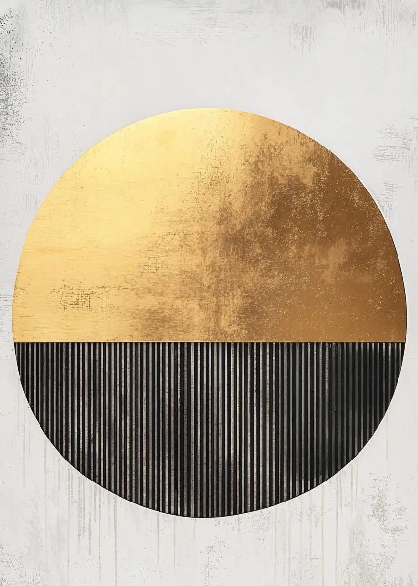 Modern Abstract Black Golden Geometric Wall Art Fine Art Canvas Prints - Modern Art For Contemporary Apartment Living Room Dining Room Bedroom Art Decor