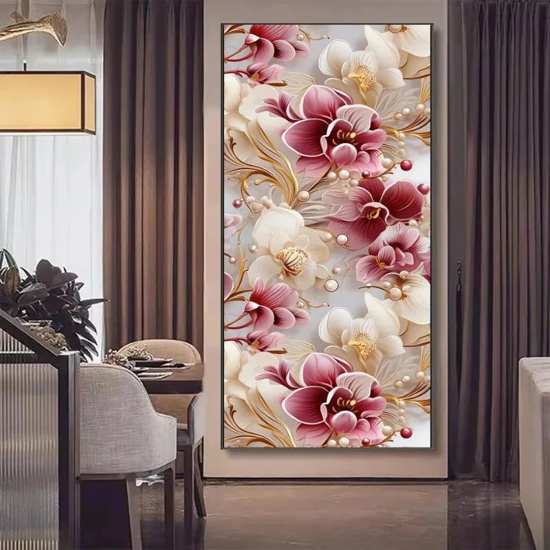 Abstract Flowers Canvas Prints Wall Art Painting,Textured Floral Poster,Wall Art Picture Home Decorations,Unframed,Gift