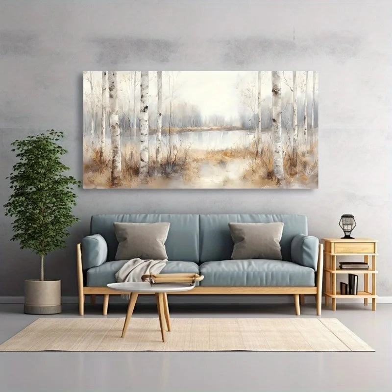 Canvas Wall Art Birch Landscape Modern Painting Framelees Picture Living Room Office Bedroom Decor High Quality Print on Canvas
