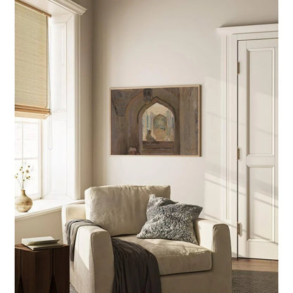 Middle Eastern Archway Canvas Print Wall Art – Neutral Beige Architectural Artwork for Dining Room, Living Room, Mediterranean Style Home Décor
