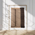 Large Unframed Woven Textile Stripe Pattern Canvas Print Wall Art in Neutral Beige and Brown Tones for Modern Minimalist Living Room