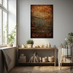 Large Ancient Egyptian Hieroglyphs Unframed Canvas Print Wall Art – Brown & Turquoise Historical Symbolic Artwork for Modern Bedroom