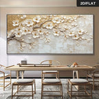 2D/Flat Modern Abstract Canvas Wall Art, Frameless  White Floral Wall Art Picture for Living Room And Bedroom Decortion Gifts