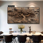 Extra Large Frameless Canvas Wall Art - Modern Minimalist Brown Tree Painting, Living Room Bedroom Decor, Painting Artwork Print