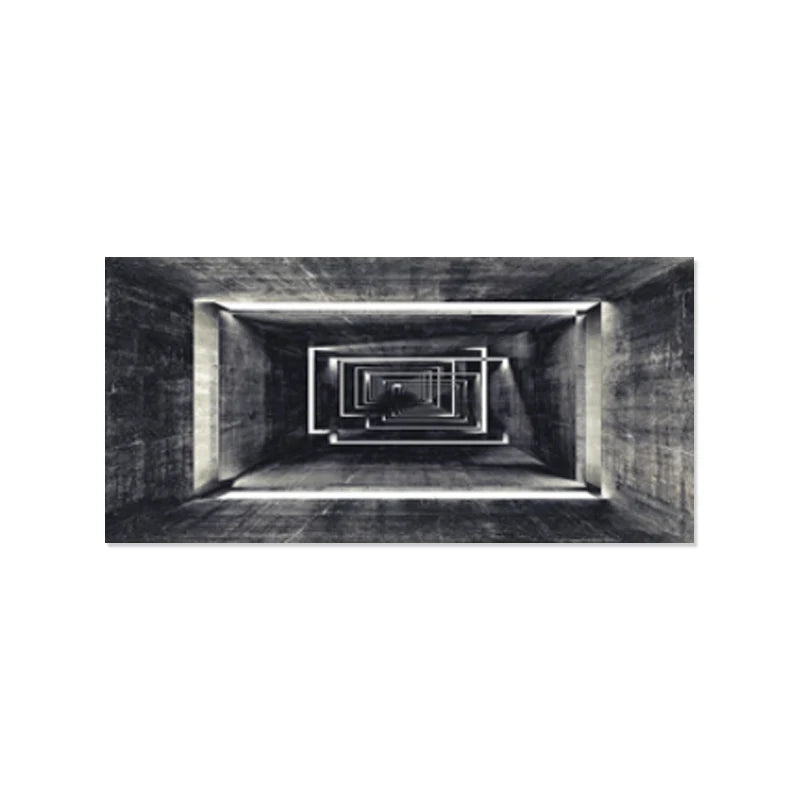 Modern Abstract Tunnel Vision Architectural Wall Art Fine Art Canvas Print - Black White Poster For Home Office Foyer Reception Room Living Room Art Decor