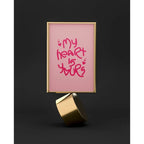 Pink Romantic Quote Wall Art – Handwritten “My Heart Is Yours” Typography – Modern Minimalist Unframed Canvas Print for Bedroom