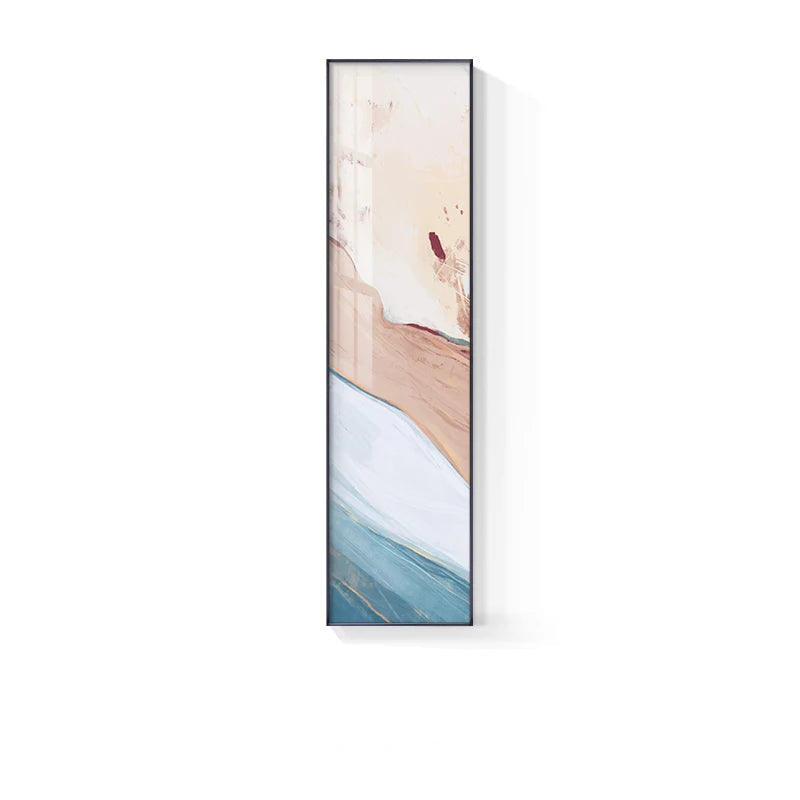 Subtle Shades Of Pastel Pink Terracotta Abstract Wall Art Fine Art Canvas Prints - Tall Vertical Format Pictures For Foyer Reception Room Entranceway Art for Modern interiors