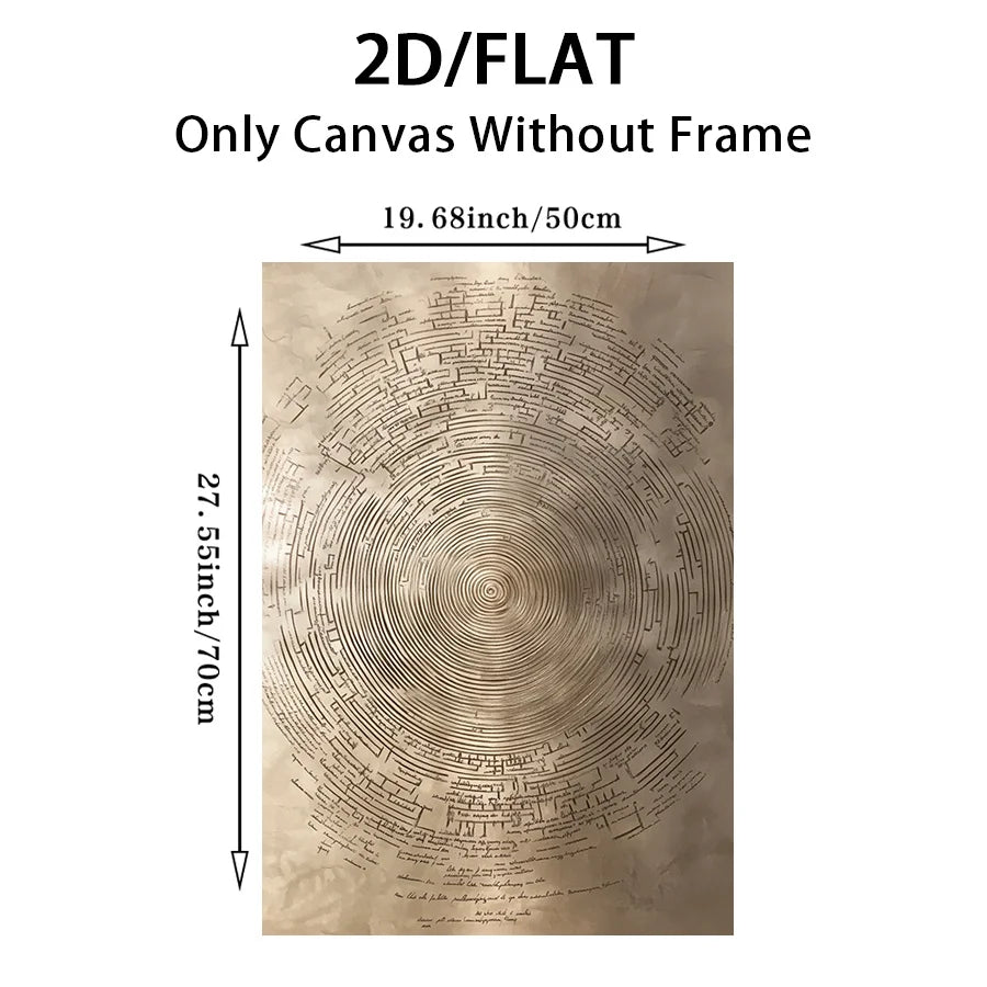 Bronze Tree of Life Canvas Print Wall Art – Modern Neutral Radial Ring Design for Luxury Living Room, Contemporary Home Office Décor