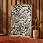 Balance Botanical Mandala Canvas Print Wall Art – Minimalist Black Leaf Circle Design on Neutral Beige Background for Modern  Home Décor