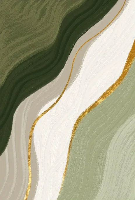 Modern Abstract Green Beige Flowing Contours Wall Art Fine Art Canvas Prints - Modern Artworks For Entranceway Foyer Living Room Dining Room Home Art Decor