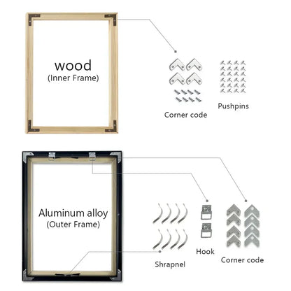 DIY Luxury Picture Frame Kit 60x90cm 50x70cm 40x50cm etc Titanium Gold Teak Walnut Brushed Silver Aluminium Black - DIY Picture Framing Kit For Canvas Prints + Wooden Inner Frame