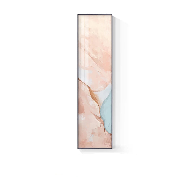 Subtle Shades Of Pastel Pink Terracotta Abstract Wall Art Fine Art Canvas Prints - Tall Vertical Format Pictures For Foyer Reception Room Entranceway Art for Modern interiors