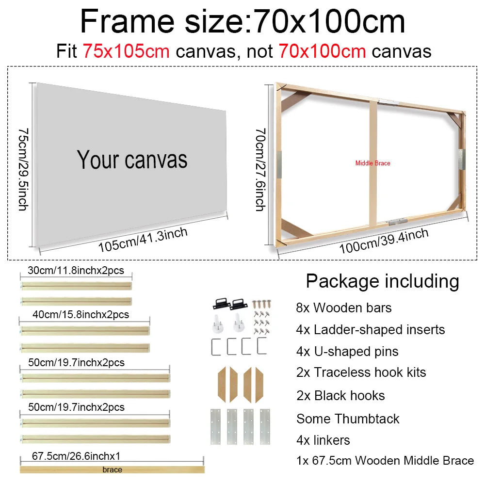 Wooden Frames 40x50 60x90 50x70cm For Framing Canvas Prints DIY Framing Kits Canvas Stretcher Bars Natural Wood Easy To Assemble - Fixtures and Fittings Included