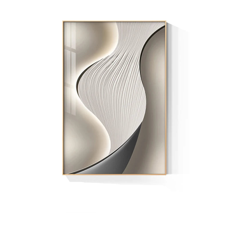 Minimalist Flowing Lines Geometric Abstract Wall Art Fine Art Canvas Prints - Modern Aesthetics Art For Living Room Foyer Dining Room Office Reception Art For Contemporary Interiors
