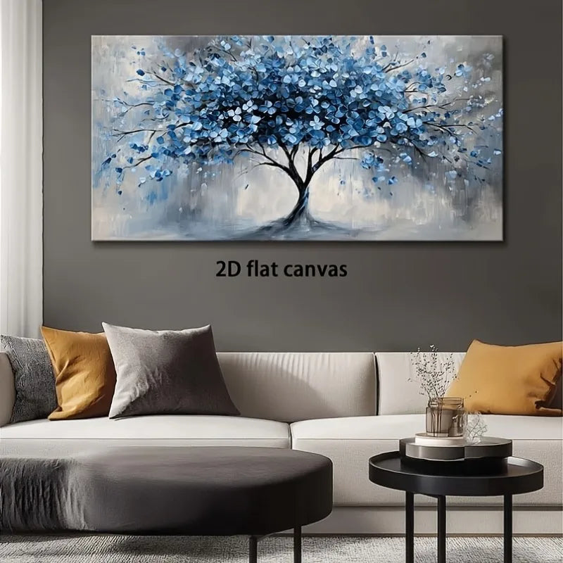Blue Tree of Life Modern Abstract Painting Frameless Picture Living Room Bedroom Office Home Deco High Quality Print on Canvas