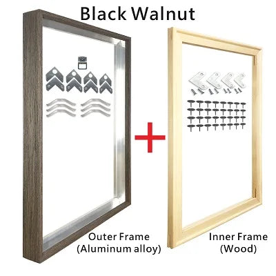 Modern Luxury Square Format Metal Picture Frame Kits 40x40, 50x50, 60x60cm etc Aluminium Frames Brushed Gold Silver Black Metal With Inner Wooden Frame