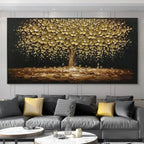 Abstract 3D Gold Tree Wall Printing Painting on Canvas,Abstract Wall Picture,Modern Home Decoration,Flowers Art Poster,Mural