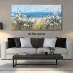 2D Flat Beach Wildflowers Modern Painting Frameless Picture Living Room Bedroom Office Home Decor High Quality Print on Canvas