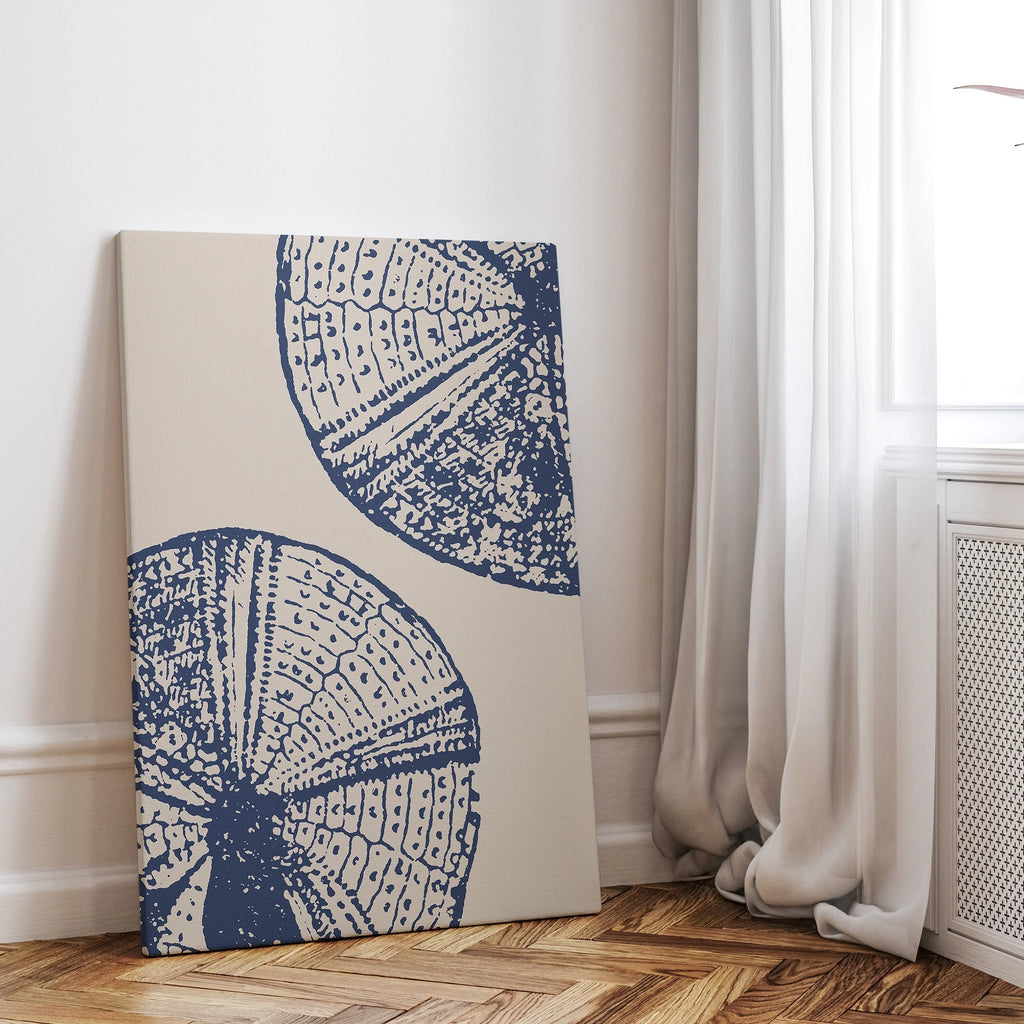 Starfish & Seashell Coastal Wall Art Unframed Canvas Print - Blue Marine Seaside Decor for Dining Room, Beach House & Contemporary Coastal Interiors