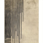 Modern Minimalist Zen Line Art Canvas Print – Black Vertical Brushstroke Design on Neutral Beige Background - Art for Modern Living