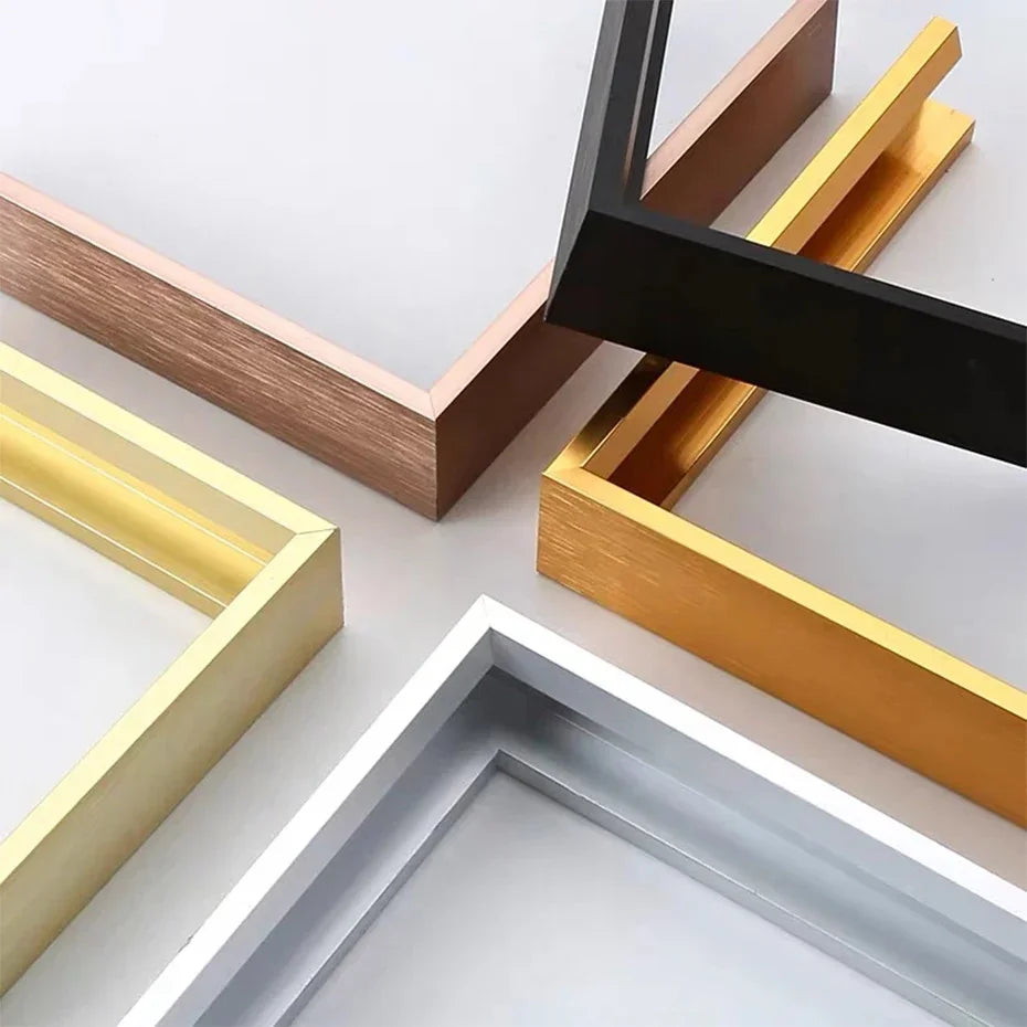 DIY Luxury Picture Frame Kit 60x90cm 50x70cm 40x50cm etc Titanium Gold Teak Walnut Brushed Silver Aluminium Black - DIY Picture Framing Kit For Canvas Prints + Wooden Inner Frame