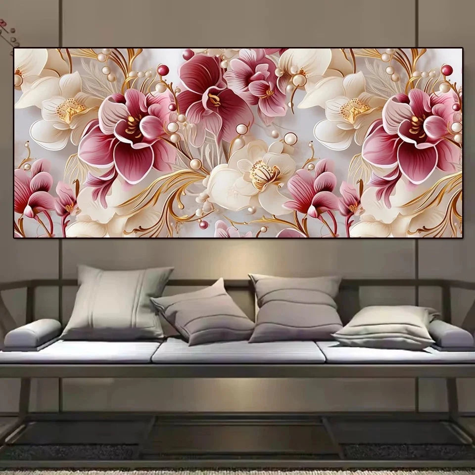 Abstract Flowers Canvas Prints Wall Art Painting,Textured Floral Poster,Wall Art Picture Home Decorations,Unframed,Gift