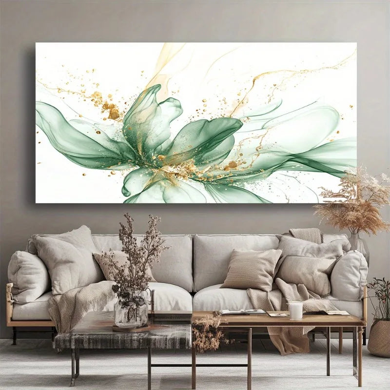 2D Flat Golden Flower Modern Abstract Painting Frameless Picture Living Room Bedroom Office Home Decor High Quality Print Canvas