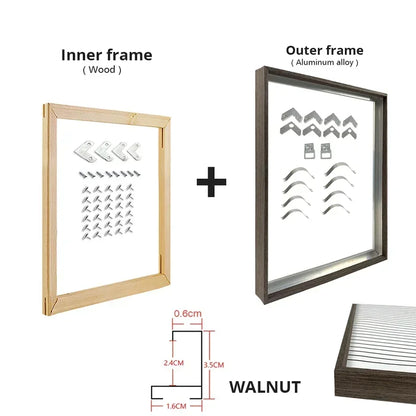 DIY Luxury Picture Frame Kit 60x90cm 50x70cm 40x50cm etc Titanium Gold Teak Walnut Brushed Silver Aluminium Black - DIY Picture Framing Kit For Canvas Prints + Wooden Inner Frame
