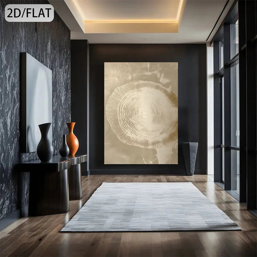 Abstract Tree Ring Canvas Print Wall Art – Modern Minimalist Wood Grain Abstract Artwork For Luxury Living Room, Bedroom & Foyer Décor