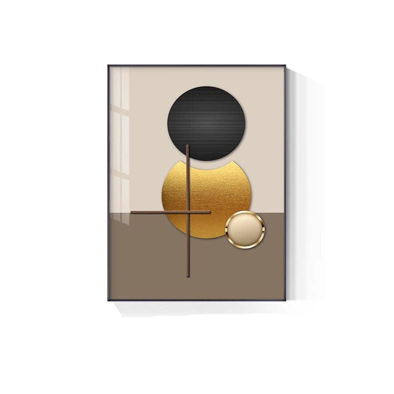 Luxury Golden Celestial Geometry Wall Art Fine Art Canvas Prints - Modern Aesthetics Artworks For Dining Room Living Room Art For Modern Apartments