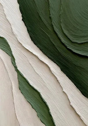 Modern Abstract Green Beige Flowing Contours Wall Art Fine Art Canvas Prints - Modern Artworks For Entranceway Foyer Living Room Dining Room Home Art Decor