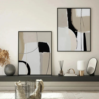 Neutral Colors Scandinavian Minimalist Wall Art Fine Art Canvas Prints - Nordic Abstract Pictures For Living Bedroom Dining Room Art For Modern Home Decor