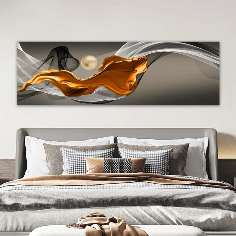 Light Luxury Flowing Ribbon Concept Abstract Wall Art Fine Art Canvas Prints - Wide Format Pictures For Bedroom Above The Bed Modern Art For Above The Sofa