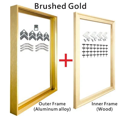 Modern Luxury Square Format Metal Picture Frame Kits 40x40, 50x50, 60x60cm etc Aluminium Frames Brushed Gold Silver Black Metal With Inner Wooden Frame