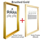 Modern Luxury Square Format Metal Picture Frame Kits 40x40, 50x50, 60x60cm etc Aluminium Frames Brushed Gold Silver Black Metal With Inner Wooden Frame