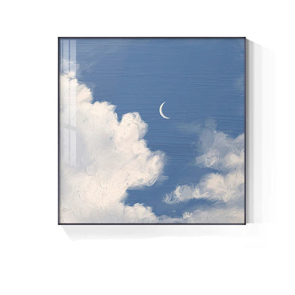 Colorful Blue Sky Floral Landscape Wall Art Fine Art Canvas Prints - Square Format Pictures For Living Room Bedroom Hotel Room Art For Modern Living