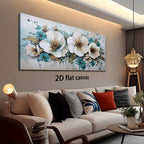 Extra Large Modern Canvas Wall Art, Abstract White Flowers Wall Art Picture Picture For Living Room Bedroom Decor - Frameless