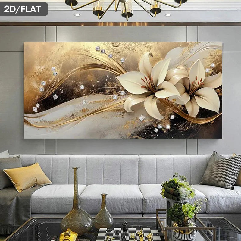 1pc Extra Large Modern Abstract Frameless Floral Art Print Canvas Wall Art, Poster for Living Room, Bedroom, Luxury Home Decorat
