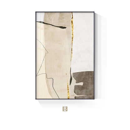 Neutral Colors Beige Grey Nordic Abstract Geomorphic Wall Art Fine Art Canvas Prints - Art For Modern Apartment Living Room Dining Room Home Office Decor