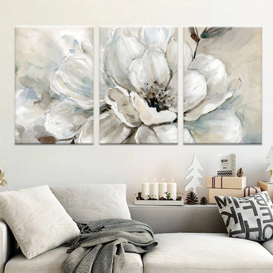 Set of 3Pcs Light Neutral Floral Abstract Wall Art Fine Art Canvas Print - Modern Botanical Art For Living Room Above The Sofa Art For Above The Bed