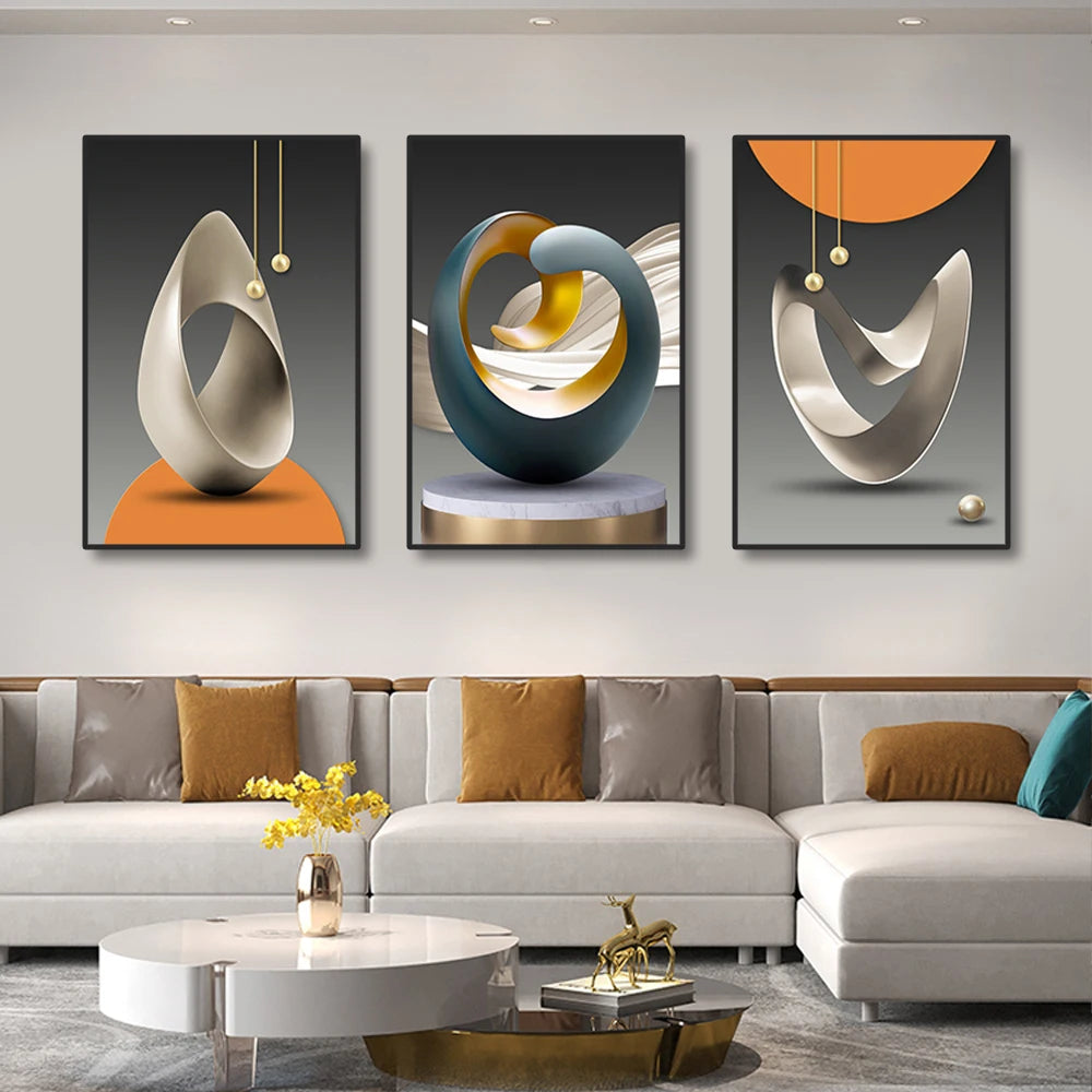 Set of 3Pcs Modern Aesthetics Surreal Still Life Abstract Wall Art Fine Art Canvas Prints - Wall Decor For Living Room Dining Room Home Office Art For Modern Living